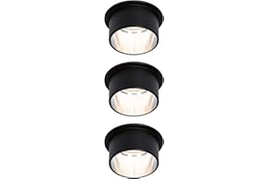 Paulmann 93383 Foco empotrable LED Gil 3-Step-Dim redondo incl. 3x6 vatios regulable negro mate, hierro cepillado Foco empotrable aluminio spot 2700 K Coin