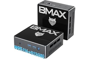 BMAX Mini PC Intel N95 (jusqu'à 3,4 GHz) 16 Go DDR4 RAM 512 Go M.2 SSD B4 Mini Ordinateur de Bureau Compatible avec HDMI Dual 4K UHD WiFi 5, Bluetooth4.2