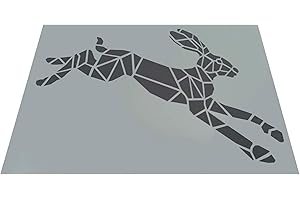 SOLITARYDESIGN Vintage Shabby Chic Hare Running Geometric Plastic Crafting/Furniture/Wall Stencil Sheet (A4 297x210mm)
