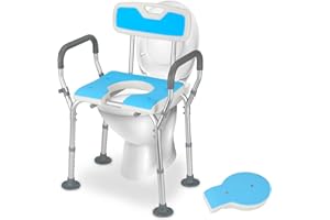 Ansobea Sgabello da doccia con Schienale e Braccioli, Girevole a 360° Sgabello per Doccia,con piedini Antiscivolo Sedia da doccia, per Anziani e donn (3 In 1)