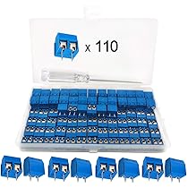 110 Morsettiere PCB 2 Pin Passo 5mm - Per Arduino, Prototipazione, Colore Blu, Filo 14-26 AWG