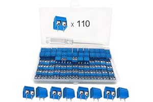 YIXISI 110 Piezas Bloque de Terminales de Tornillo, Conectores de Bloque de Terminal de Tornillo de Montaje de 2P PCB de Paso de 5mm, Azul
