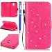 Produktbild FESELE Diamant Lederhülle für [Samsung Galaxy S5 Mini], Glänzend Funkeln Strass Bling Glitzer Schmetterling Blumen Ledertasche für Samsung Galaxy S5 Mini Muster Flip Case Cover Magnetverschluss Stand