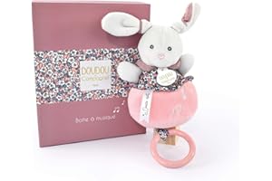 Doudou et Compagnie - Boh'aime - Carillon coniglio rosa - 20 cm - Regalo nascita - Bella confezione regalo - DC4028