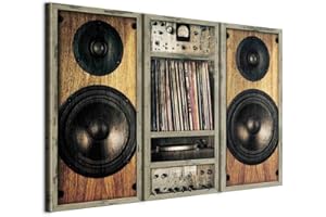 murando - Quadro 120x80 cm 3 Pezzi Stampa su tela XXL Immagini Moderni Murale Fotografia Grafica Decorazione da parete Quadri Componibili Musica Legno Radio Vintage i-B-0018-b-e