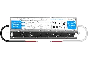 YOODI Zasilacz 24V 60W 2.5A Transformator IP67 Wodoodporny Transformator AC 230V Na DC 24V Do Użytku Na Zewnątrz Sterownik LED Zasilacz Ultracienki Do Taśm LED Lampy Taśmowe Oświetlenie