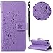 Produktbild Huawei P9 Lite Handyhülle,P9 Lite Hülle,WIWJ PU Cover Case Leder[Impressum Pflaumenblüte Lanyard Leder Handy Shell]Hülle für Huawei P9 Lite-Lila