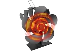AOTECNO Ventilador de quemador de leña de 5 aspas para estufas de leña,Ventilador de chimenea silencioso ecológico accionado por calor,Accesorios de quemador de leña Ventiladores de radiador para estufa