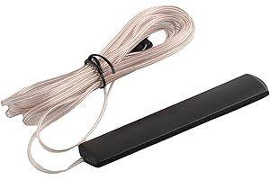 CWOQOCW High Gain FM Radio Antenna Booster, 3.2M Double Wire Clip-On Signal for Home Stereo System 85-112MHz Range