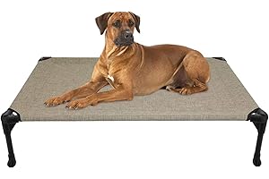 veehoo Chłodzące podwyższone legowisko dla psa – przenośne podniesione łóżeczko dla zwierząt domowych z zmywalną i oddychającą siatką, antypoślizgowe gumowe nóżki do użytku wewnątrz i na zewnątrz,