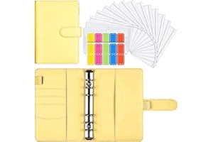 Raccoglitore di Bilancio A6, Surcotto Budget Binder Portafoglio, Money Binder con 12 Buste a Cerniera e Etichetta Adesiva, Budget Planner per risparmiare denaro -giallo