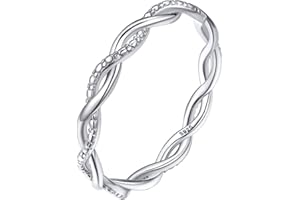 Bestyle Simple S925 Sterling Silver Infinity Knot Rings Cubic Zirconia Rings, Nice Cute BFF Friendship Rings, Dainty Eternity Promise Wedding Bands Perfect Every Day Ring, Size 4-12, Words Engavable