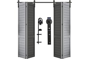 WOLFBIRD 4FT/120cm Bi-Folding Barn Door Hardware Sliding Track Kit for 4 Doors,Heavy Duty [Hardware Kit Only, No Door ]