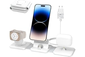 SPGUARD 3 in 1 Faltbar Ladegerät, Tragbare Ladestation für Apple Watch und iPhone 14/13/12/11/Pro/Max/XS/XR/Plus, Kabellose Ladegeräte für Ultra 2/iWatch 9/8/7/6/SE/5/4/3/2,AirPods Pro/2/3 mit Adapter
