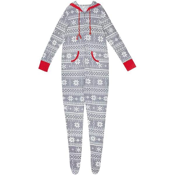 Pyjama Une Pièce Famille Noël - Combinaison à Capuche, Pieds, Poches Kangourou, Fermeture éclair Devant - 6