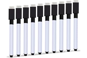 ‎AUTOAU Autoau Whiteboard Marker 10 Stück, Folienstift Abwischbar Magnetisch Whiteboard Stifte Schwarz Dry Erase Marker für Whiteboards Memoboard Flipchart(11.3 * 1cm)