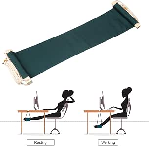 Yardwe Fußhängematte Schwarz 65x17 Cm – Verstellbare Fußstütze Für Büro & Zuhause, Aus Baumwolle