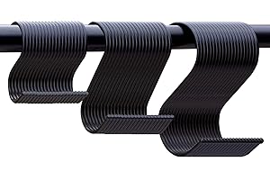 LIRIQI Confezione da 60 ganci a S in metallo resistente, a forma di S, ganci a S per utensili da cucina, ufficio, bagno, armadio, officina, garage, ufficio, casa (nero, grande, medio e piccolo)