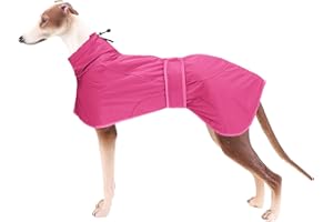 Ctomche Dog Winter Coat Reflective Waterproof, Dog Jacket with Warm Fleece Lining, Waterproof Coat with Adjustable Bands For Greyhounds, Lurchers and Whippets - Pink, XL