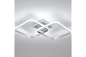 Comely Plafoniera LED Moderna, 42W 4700LM Lampada da Soffitto Cromata Design Doppio Quadrato, Lampadario LED Soffitto per Soggiorno Camera da Letto Cucina Corridoio, Bianco Freddo 6500K