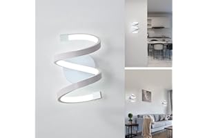 Seamoon Lámpara de Pared LED Moderna, Iluminación de Pared Interior de 18W, Luz de Pared LED Blanca Fría de 6500K, Aplique en Espiral Blanco para Dormitorio, Salon, Pasillo