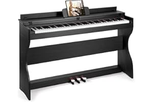 MUSTAR E-Piano 88 Tasten，Digital Piano，Elektrisches Klavier mit Klavierständer, 3 Pedaladapter，2 Kopfhöreranschluss， LCD-Bildschirm，USB/MIDI, Piano für Anfänger