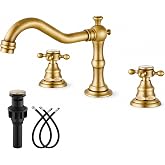 Banyo Lavabo Bataryası Yaygın &Ccedil;ift &Ccedil;apraz D&uuml;ğmeler Antik Pirin&ccedil; 3 Delikli Karıştırma Musluk G&uuml;verte Montajı A&ccedil;ılır Tahliye