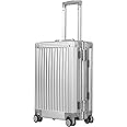 DOMINOX All Aluminum Carry On Luggage Hard Shell Luggage Aluminum Suitcase for Travel No Zipper Luggage Checked Luggage with Silent 360° Spinner Wheels 54cm/20 in.