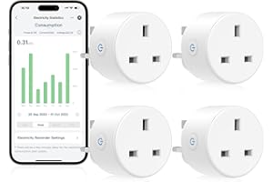 EIGHTREE Smart Plug with Energy Monitoring, Smart Plugs that Work with Alexa, Google Home, WiFi Smart Socket with WiFi Remote Control and Timer Function, 2.4GHz Wi-Fi Only, 13A, 4 Pack