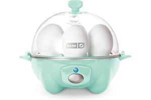 DASH rápida Capacidad para 6, Olla eléctrica Duros escalfados, Huevos revueltos u Tortillas con función de Apagado automático, Plástico, Agua