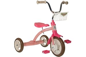 Italtrike - Tricycle Super Lucy - 10 Pouces - avec Grand Cale-Pied Arrière, Panier et Selle réglable - Dès 2 Ans - Look Vintage - Couleur Rose