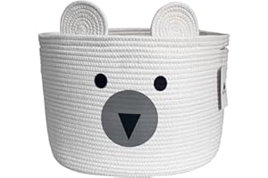 Bigepige Cesta de almacenamiento para niños, juguete para bebé, cuerda de algodón, cesta de almacenamiento trenzada, cesta de lavandería, pequeña plegable, decoración para habitación infantil