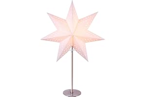 ‎EGLO EGLO Tischlampe mit Weihnachtsstern, Dekostern beleuchtet aus Papier mit Metall-Sockel, 3D Fenster-Leuchtstern stehend in weiß mit Kabel, E14