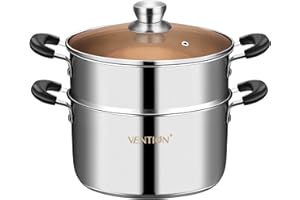 VENTION Olla Vaporera Acero Inoxidable 18 cm, Cuscusera Induccion 2 litros, Cacerola de Vapor