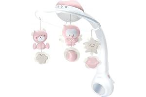 Infantino Giostrina Musicale Proiettore 3-in-1 Convertibile, Luce Notturna e Proiettore Neonato, Modalità Sveglia per Simulare la Luce del Giorno, 6 Melodie & 4 Suoni della Natura, Rosa