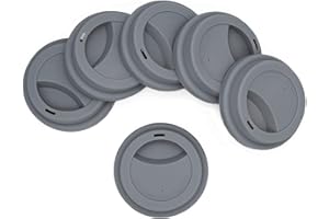 NanTun - Juego de 6 tapas de silicona reutilizables para taza de café, color gris