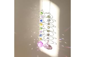 Frundoo Acchiappasole Colorati, Campane a Vento di Cristalli, Creatore di Arcobaleno, Palla di Cristallo Viola a Doppia Elica Appesa per Cortile e Giardini,Albero di Natale