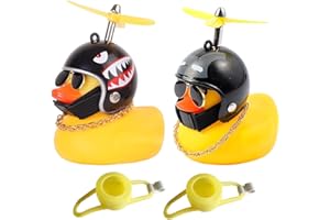 CJZZ 2 Piezas Pato de Goma, Divertidos Accesorios de Coche, Claxon de Bicicleta, con Correas y Adhesivo Antideslizante para Decorar Bicicletas