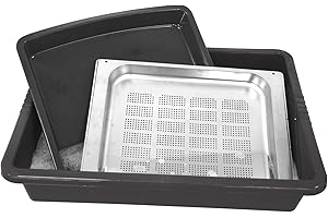 simpa Black Large Plastic Rectangular Deep BBQ, Grill Rack Soaking & Cleaning Tray - 13cm (H) x 64cm (L) x 49cm (W)