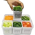 IR SIMPLY ™ 6-Compartment Stackable Fridge Storage Box with Removable Dividers | Transparent, Freezer-Friendly Organizer for Food & Vegetables | Perfect for Kitchen Pantry & Meal Prep