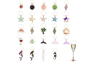 QOWIJEX 24 Pezzi Segna Bicchieri Calici, Segnabicchieri Ciondoli per Bicchieri di Vino Set, Segnabicchieri per Calici, Decorazioni per Feste Degustazione di Vini