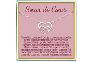 Temulnee Belle Soeur Collier Sœur de Cœur Cadeau pour Ma Grande Petite Soeur Cadeaux Anniversaire Belle-Sœur Infini Coeur Eternel Colliers Noel Argent Original Idee Femme Bijou Fetes Des Meres