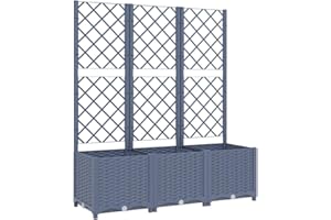 ‎VIDAXL vidaXL Pflanzkübel mit Rankgitter Blumenkübel Pflanzkasten Blumentopf Blumenkasten Rankhilfe Spalier Gartenspalier Dunkelgrau 120x40x136cm PP