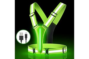 LUXOPALOPI LED Reflective Running Gear, Running Lights for Runners, High Vis Cycling Vest, USB Rechargeable LED Light with Adjustable Shoulder Running Gear, for Walking Jogging Hiking Cycling