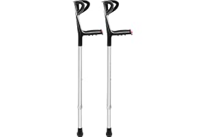 AIESI® Justerbara ortopediska kryckor i lätt anodiserad aluminium, svart färg (2 st), 24 månaders garanti