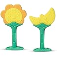 LuvLap Sunshine Silicone Teether, Dual Design Pack (Yellow), 3m+, Ideal teether for 6 to 12 Months Baby, BPA Free Teething To