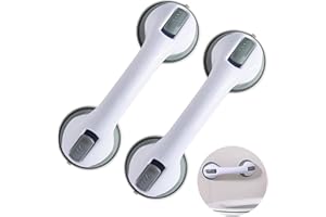 CHANEEHANN Maniglia/Barra di Appoggio a Ventosa Estremamente Forte | 30 cm, 2 Pezzi | Supporto di Sicurezza per Bagno, Doccia, Cucina | Ideale per Anziani su Vetro e Pareti Lisce (grigio)