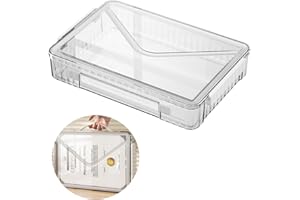 Marte Vanci Plastic Storage Box with Lid, Clear A4 File Box Portable Project Case with Handle Transparent Organiser for Photo Craft Storage Document Letter Paper Scrapbook Stationery Magazine White