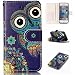 Produktbild Hozor Apple iPhone 5 / 5S / SE 4.0 Zoll Hülle Gemalte Erleichterung Drucken Design PU Ledercase Tasche Schutzhülle Anti-scratch Magnetverschluss Telefon-Kasten Handyhülle Bookstyle Handycover - Große Augen Eule