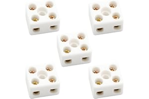 TYENAZA 5 Pièces Bornier Céramique, Domino Haute Temperature, 10A 250V Haute TempéRature en Porcelaine Connecteurs CéRamiques pour CâBles éLectriques.